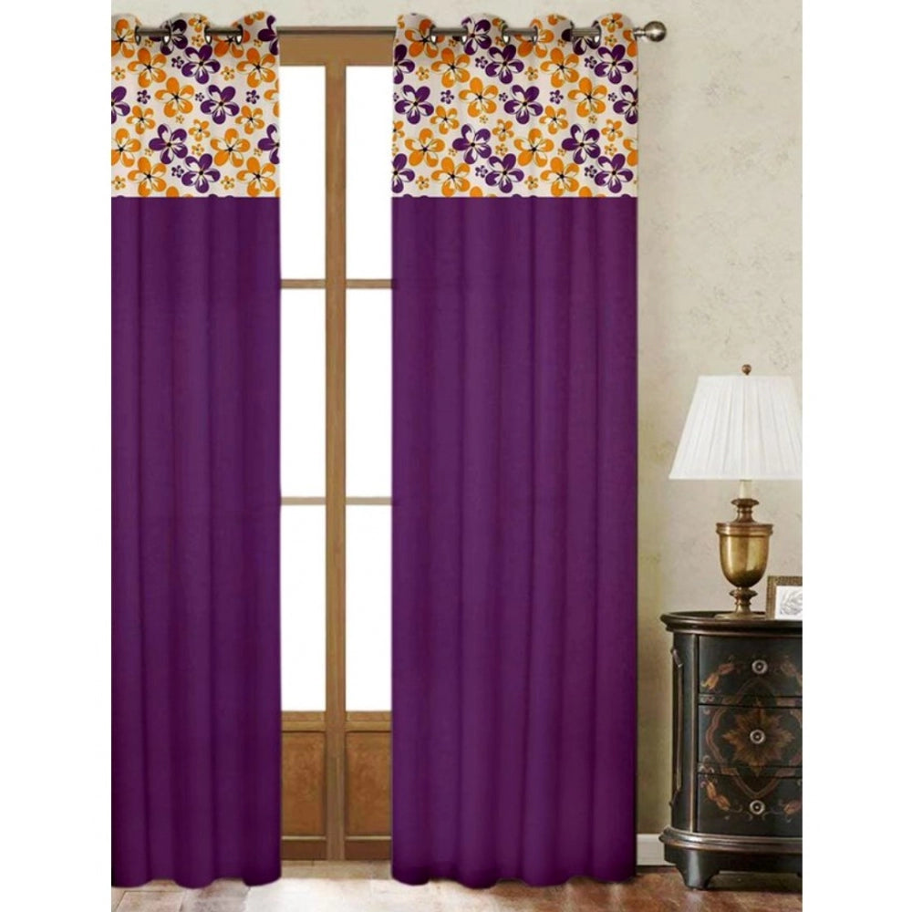 Amfyn Cotton Printed Curtains (Purple, Size: 54x90 In)