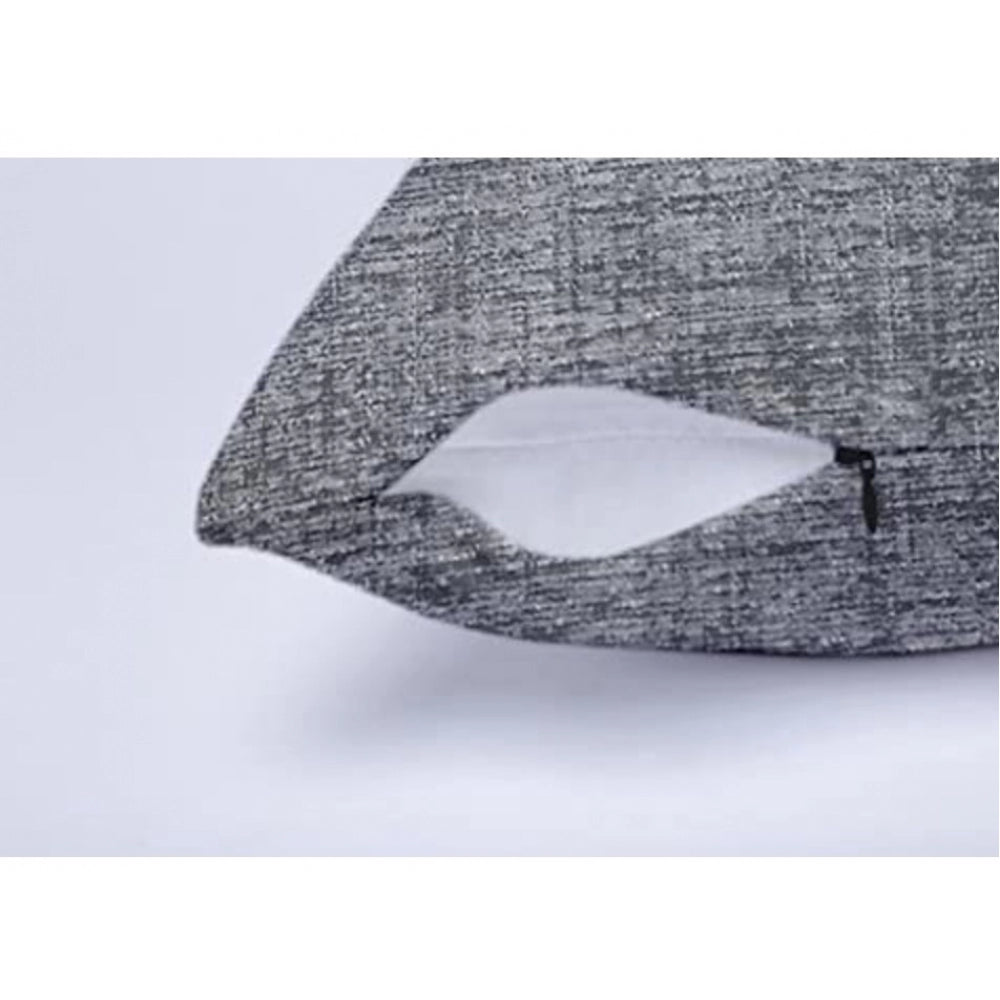 Amfyn Pack Of_2 Chenille Checkered Cushion Covers (Grey, Size: 16x16 In)