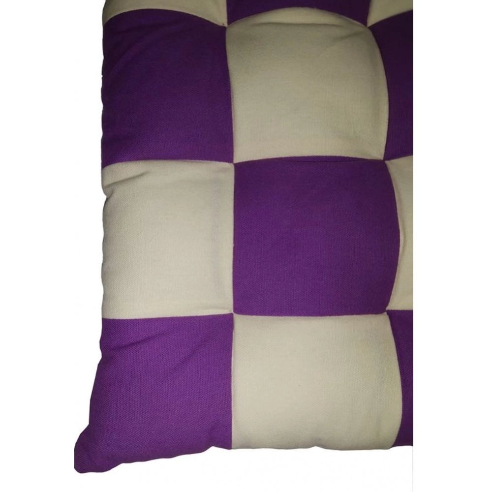 Amfyn Cotton Blended Solid Chair Cushions (Purple &amp; Beige, Size: 16x16 In)