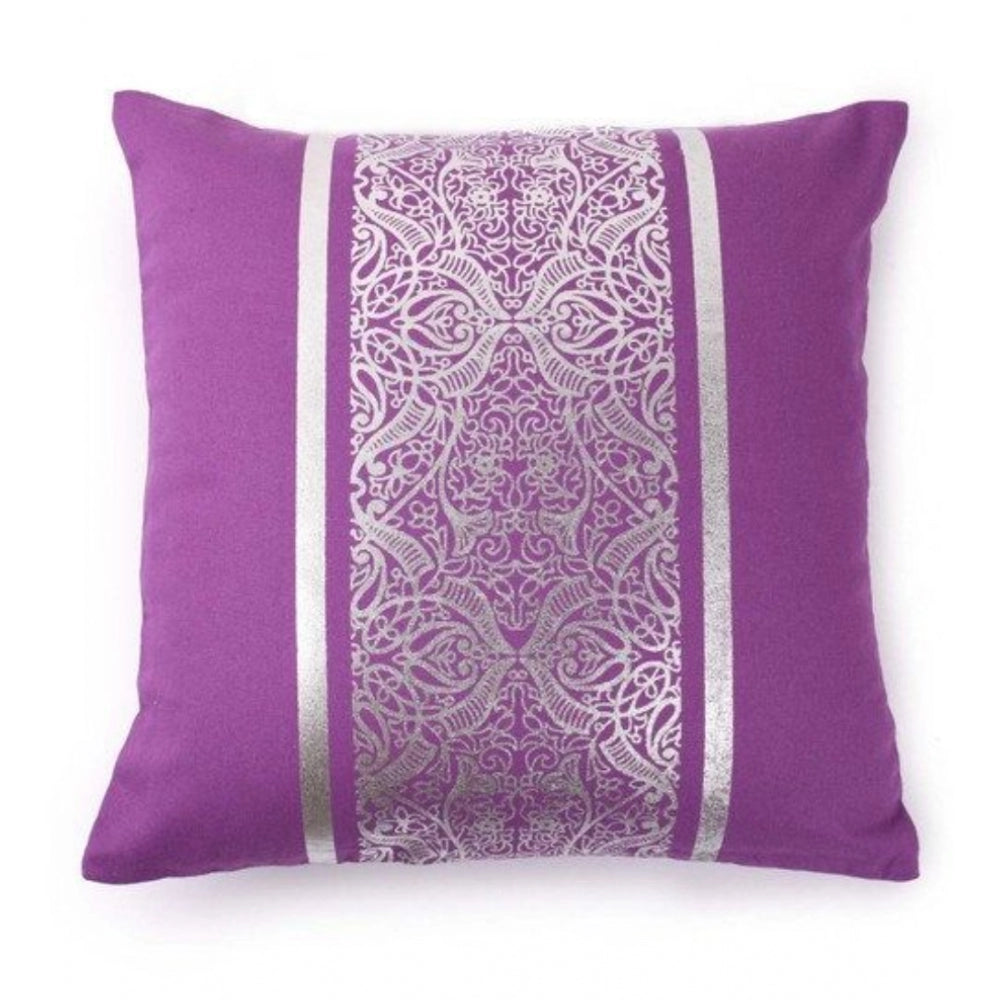 Amfyn Pack Of_2 Cotton Printed Cushion Cover Sets (Purple, Size: 16x16 In)