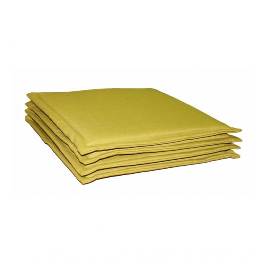 Amfyn Pack Of_4 Polyester Solid Chairpads (Mustard, Size: 16x16 In)