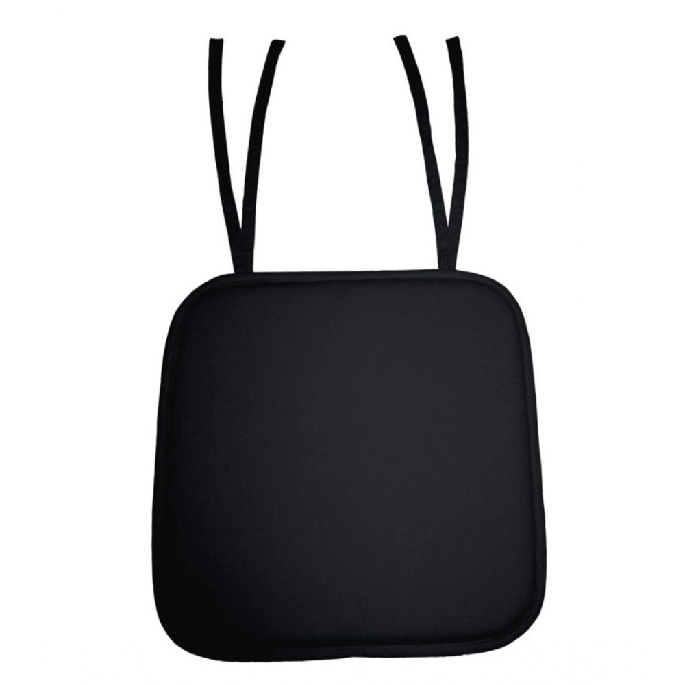 Amfyn Pack Of_4 Cotton Blended Solid Chairpads (Black, Size: 15x15 In)