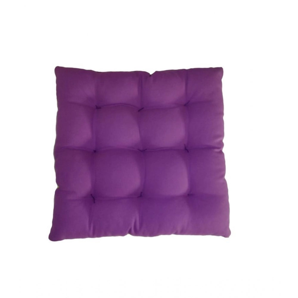 Amfyn Cotton Blended Solid Chair Cushions (Purple &amp; Green, Size: 16x16 In)