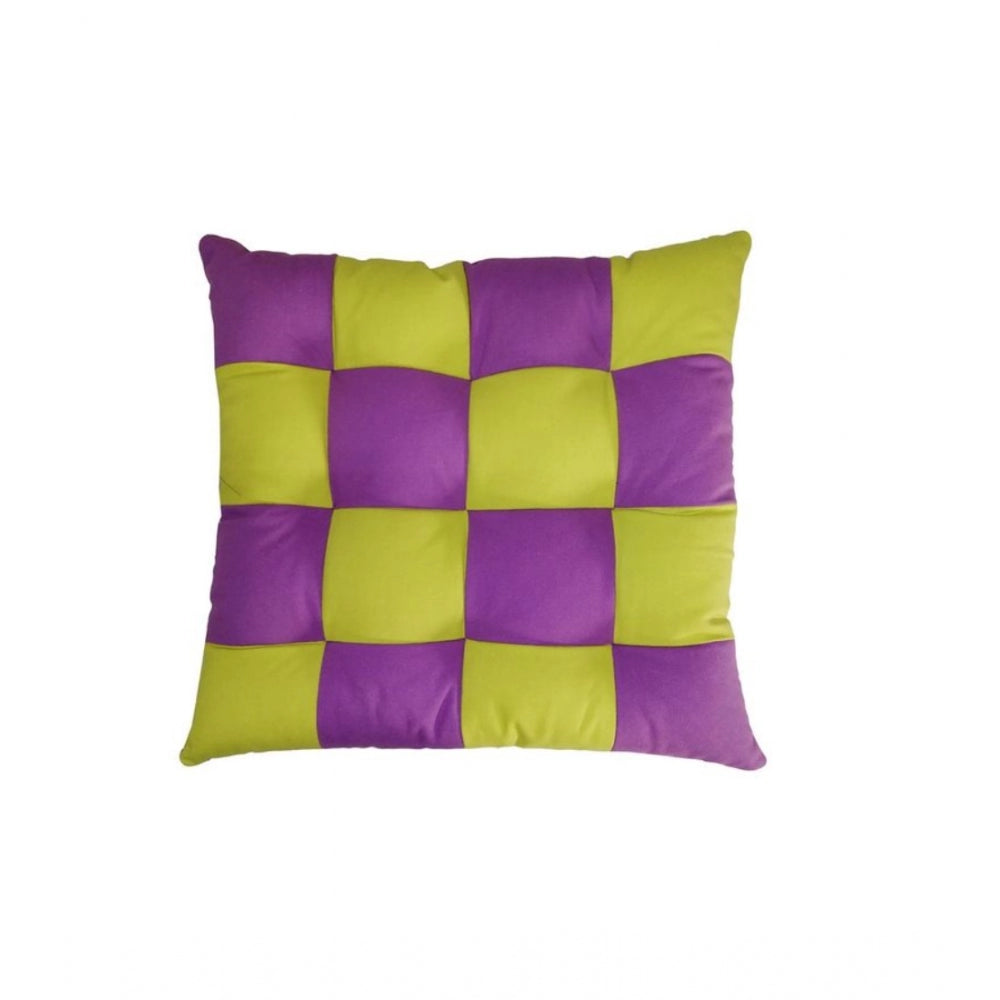 Amfyn Cotton Blended Solid Chair Cushions (Purple &amp; Green, Size: 16x16 In)