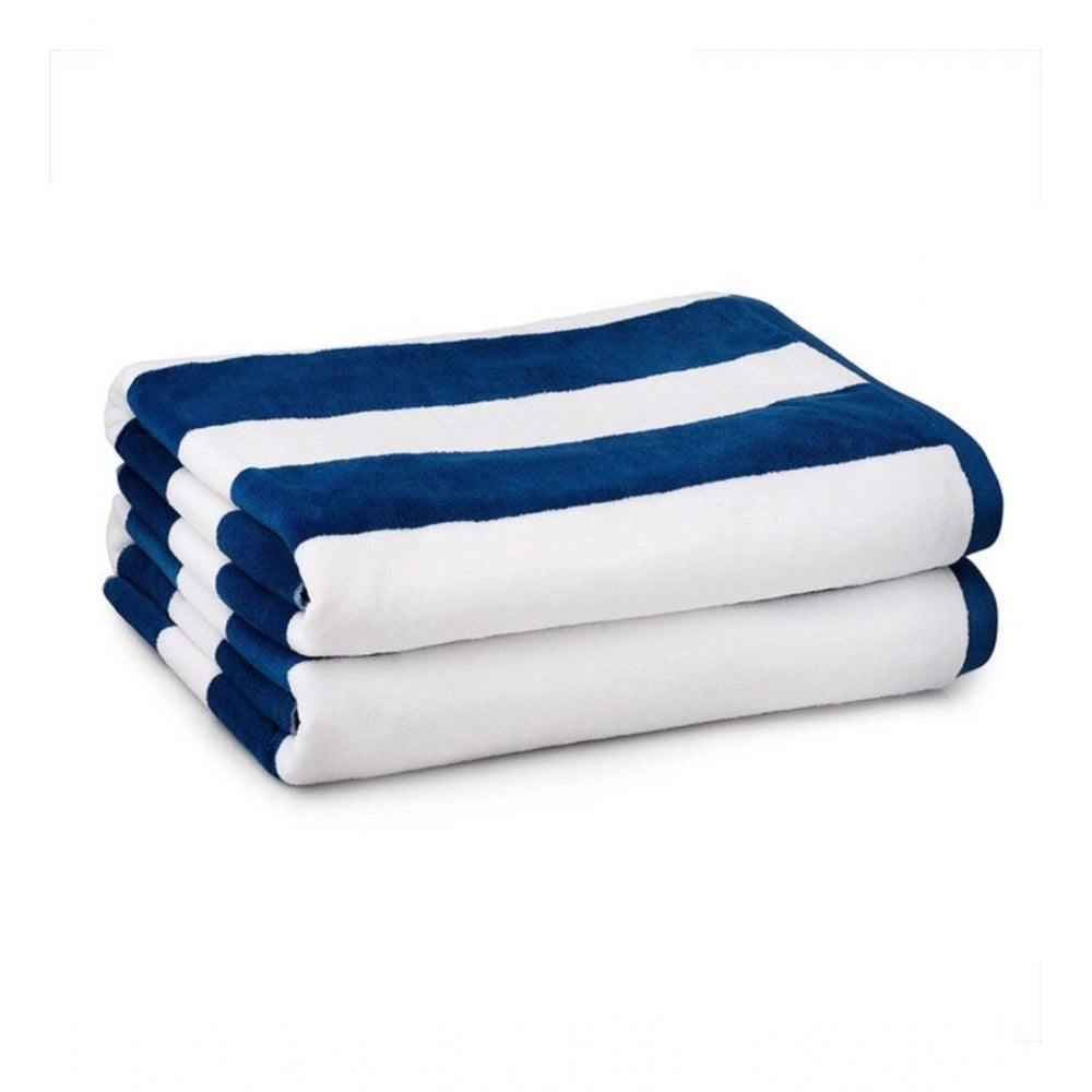 Amfyn Cotton Solid Bath Towels (Blue &amp; White, Size: 36x71 In)