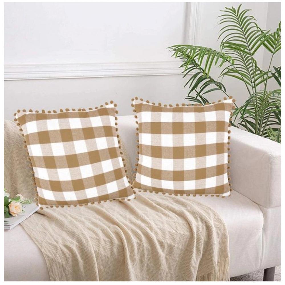 Amfyn Polyester Solid Chairpads (Beige, Size: 16x16 In)
