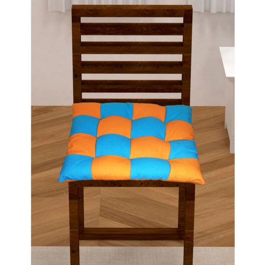 Amfyn Cotton Blended Solid Chair Cushions (Beige &amp; Orange, Size: 16x16 In)
