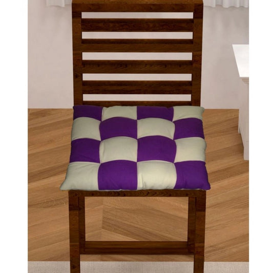 Amfyn Cotton Blended Solid Chair Cushions (Purple &amp; Beige, Size: 16x16 In)