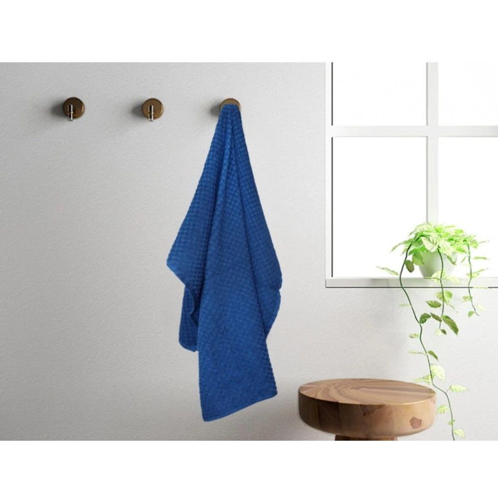 Amfyn Cotton Popcorn Weave Bath Towels (Blue)