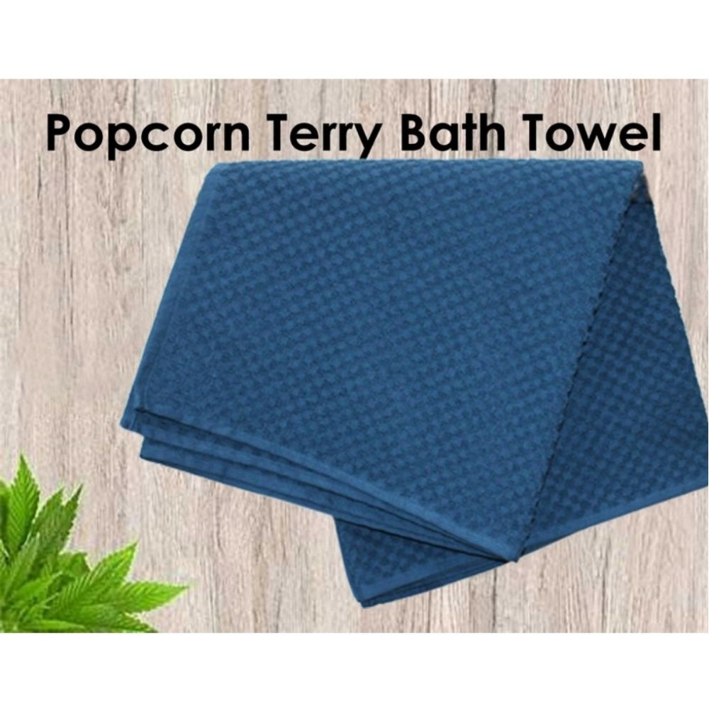 Amfyn Cotton Popcorn Weave Bath Towels (Blue)
