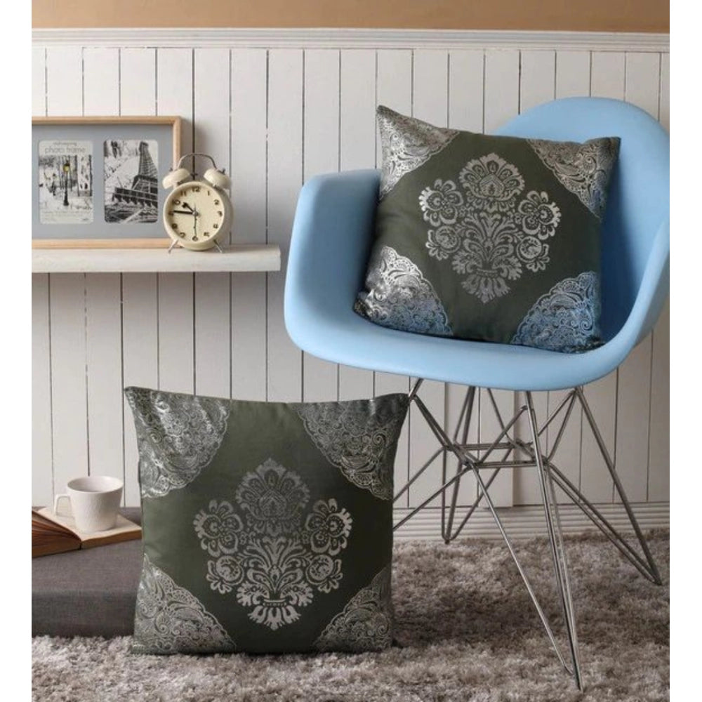 Amfyn Pack Of_2 Cotton Printed Cushion Cover Sets (Green, Size: 16x16 In)