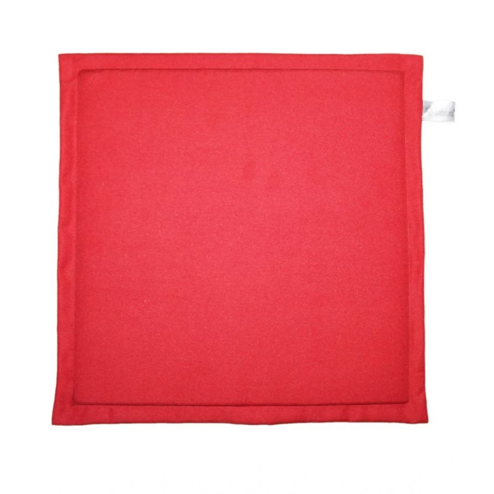 Amfyn Pack Of_4 Polyester Solid Chairpads (Red, Size: 16x16 In)