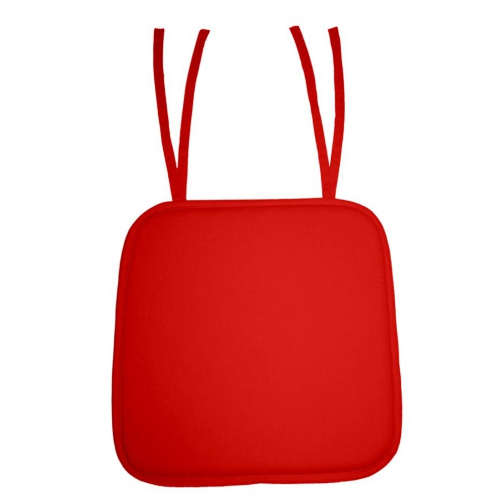 Amfyn Pack Of_4 Cotton Blended Solid Chairpads (Orange, Size: 15x15 In)