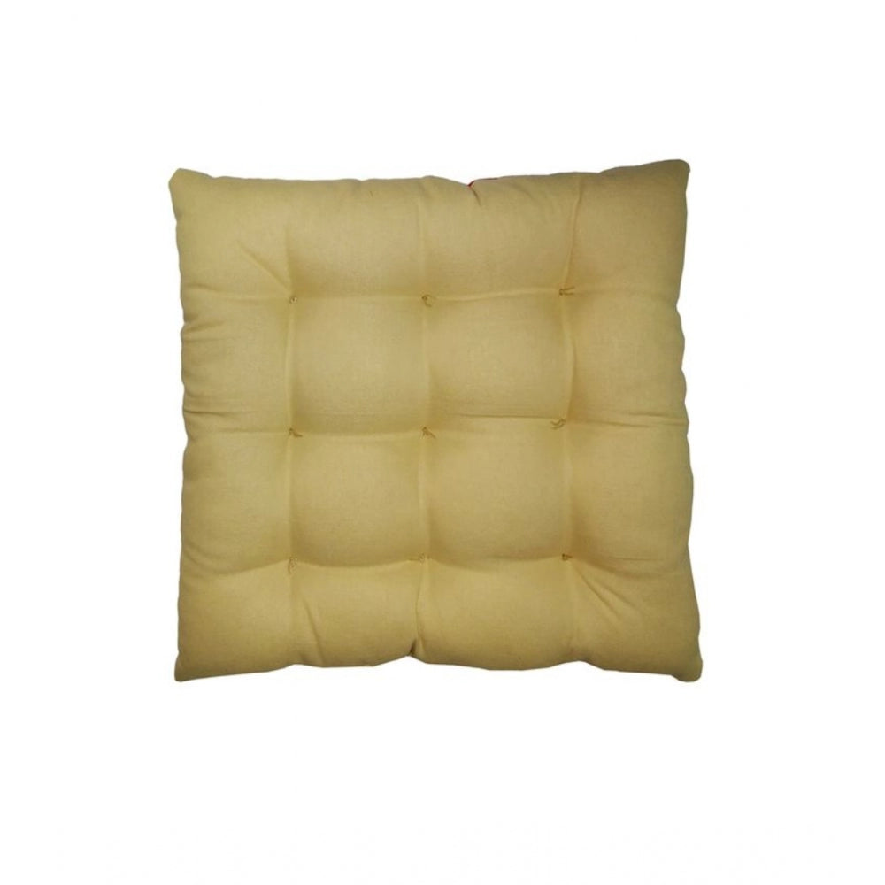 Amfyn Cotton Blended Solid Chair Cushions (Mustard &amp; Beige, Size: 16x16 In)