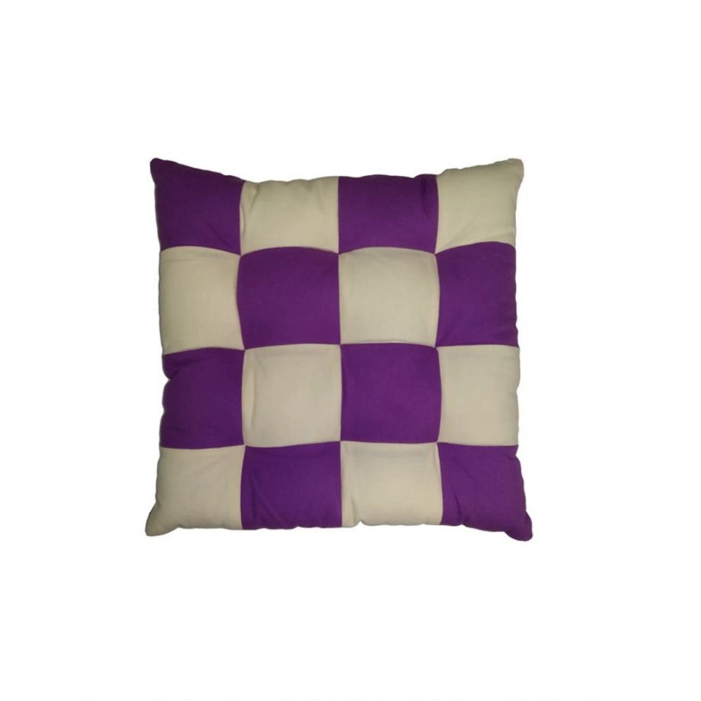 Amfyn Cotton Blended Solid Chair Cushions (Purple &amp; Beige, Size: 16x16 In)
