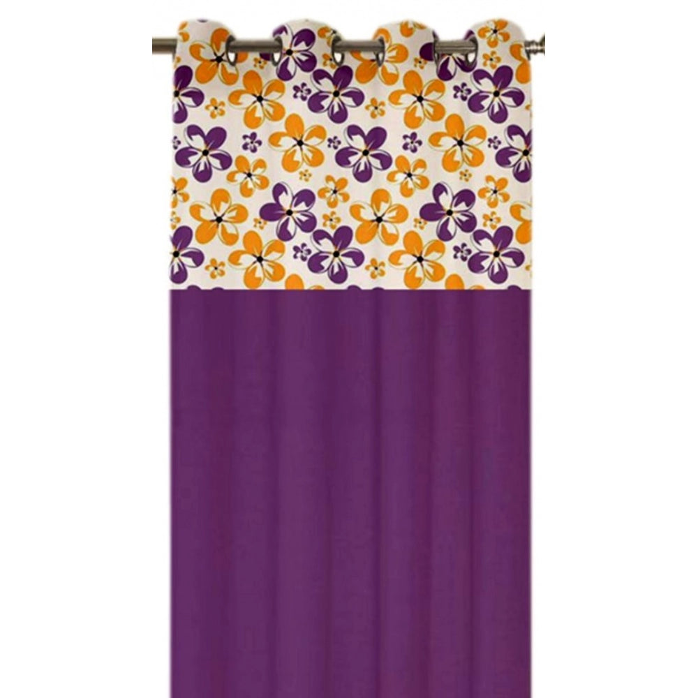 Amfyn Cotton Printed Curtains (Purple, Size: 54x90 In)