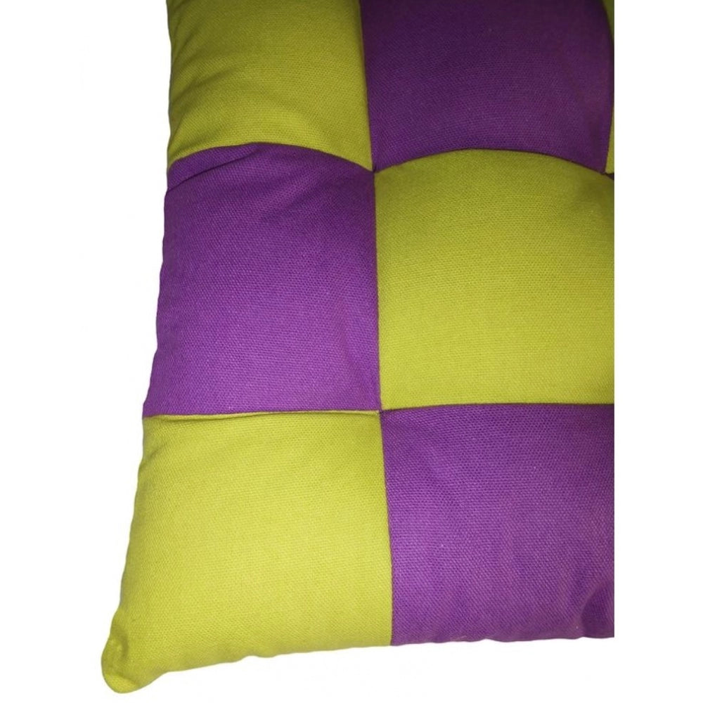 Amfyn Cotton Blended Solid Chair Cushions (Purple &amp; Green, Size: 16x16 In)