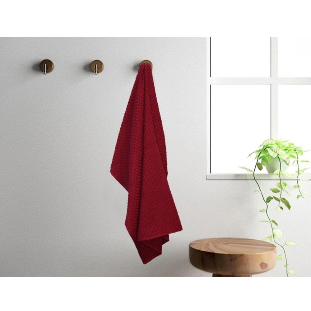 Amfyn Cotton Popcorn Weave Bath Towels (Maroon)