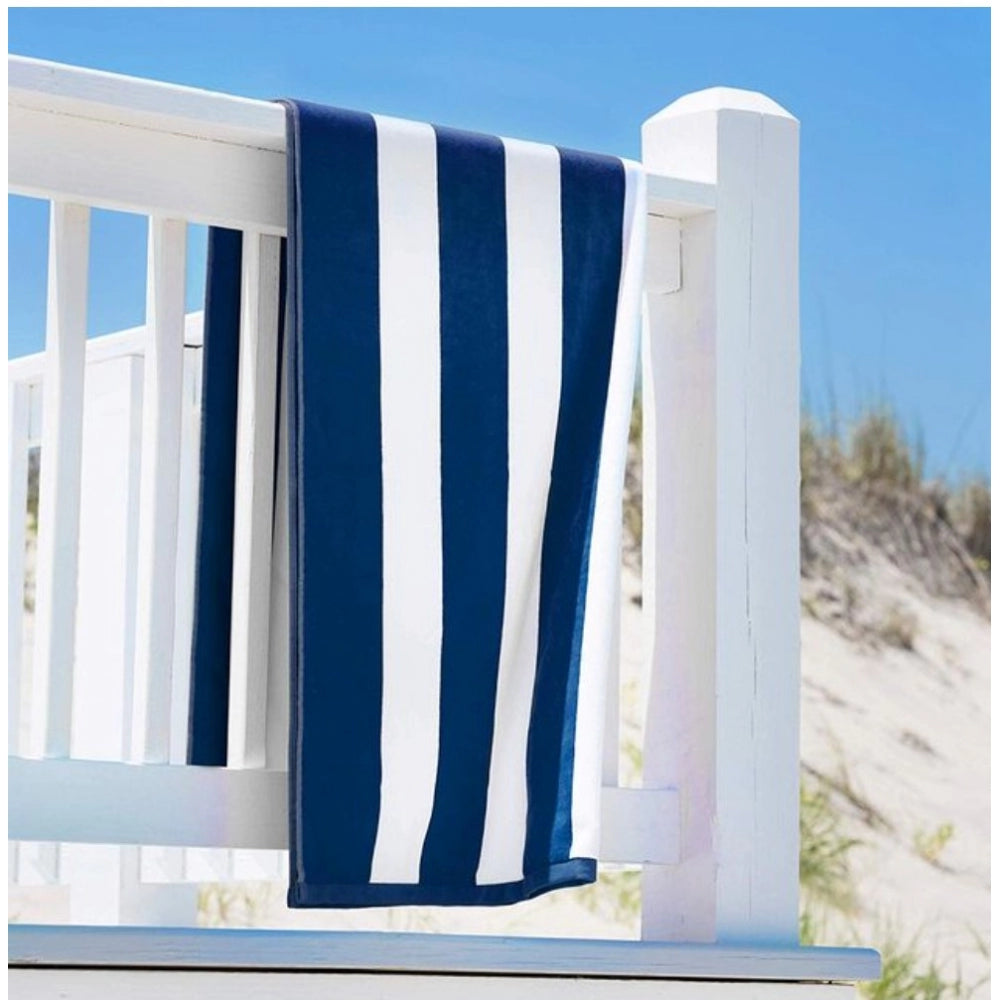 Amfyn Cotton Solid Bath Towels (Blue &amp; White, Size: 36x71 In)