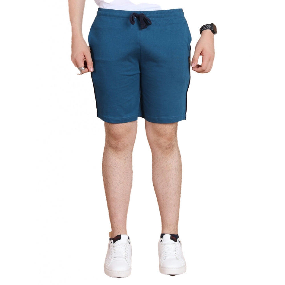 Amfyn Men's Casual Cotton Striped Above knee Shorts (Blue)