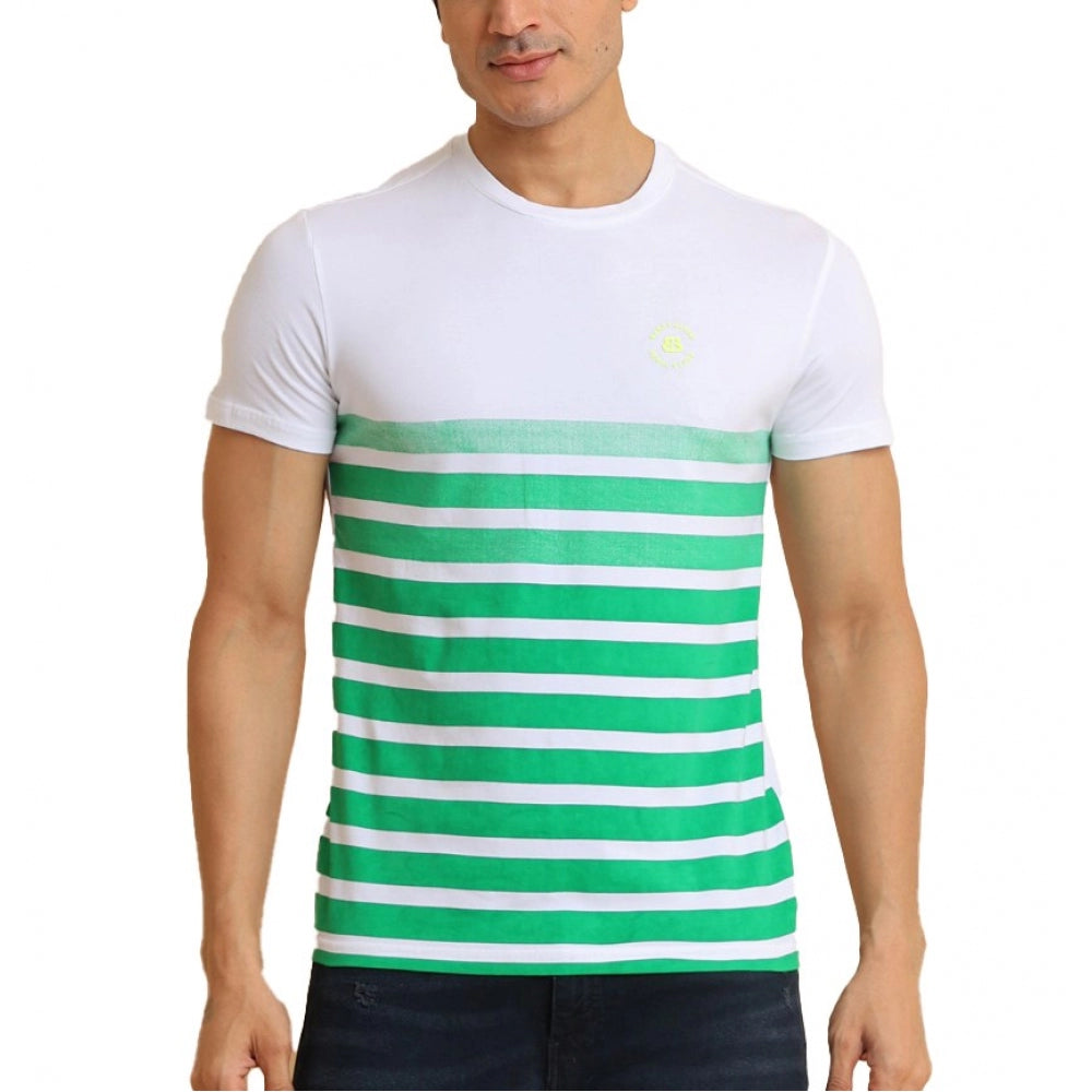 Amfyn Men's Casual Cotton Printed Round Neck Half Sleeve T-Shirt (Green)