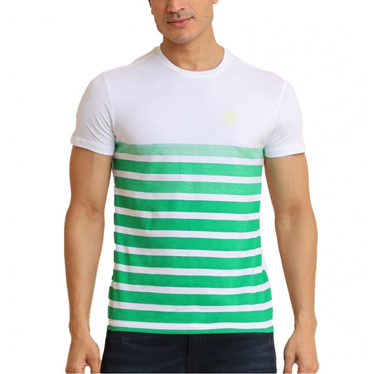 Amfyn Men's Casual Cotton Printed Round Neck Half Sleeve T-Shirt (Green)