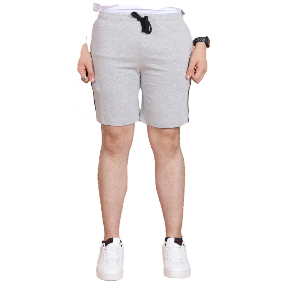 Amfyn Men's Casual Cotton Striped Above knee Shorts (Greymelange)