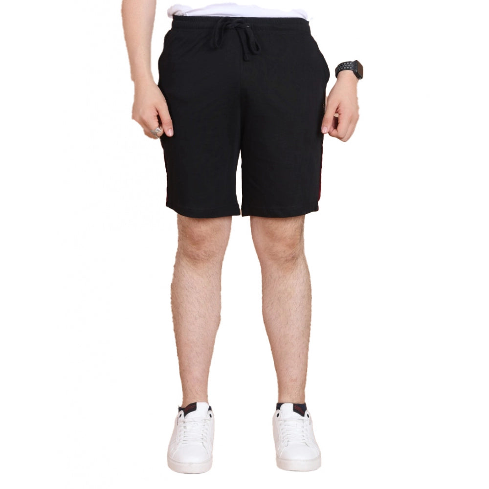 Amfyn Men's Casual Cotton Striped Above knee Shorts (Black)