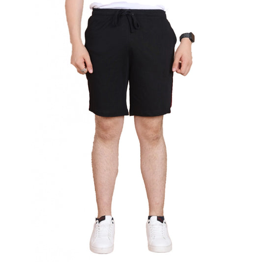Amfyn Men's Casual Cotton Striped Above knee Shorts (Black)