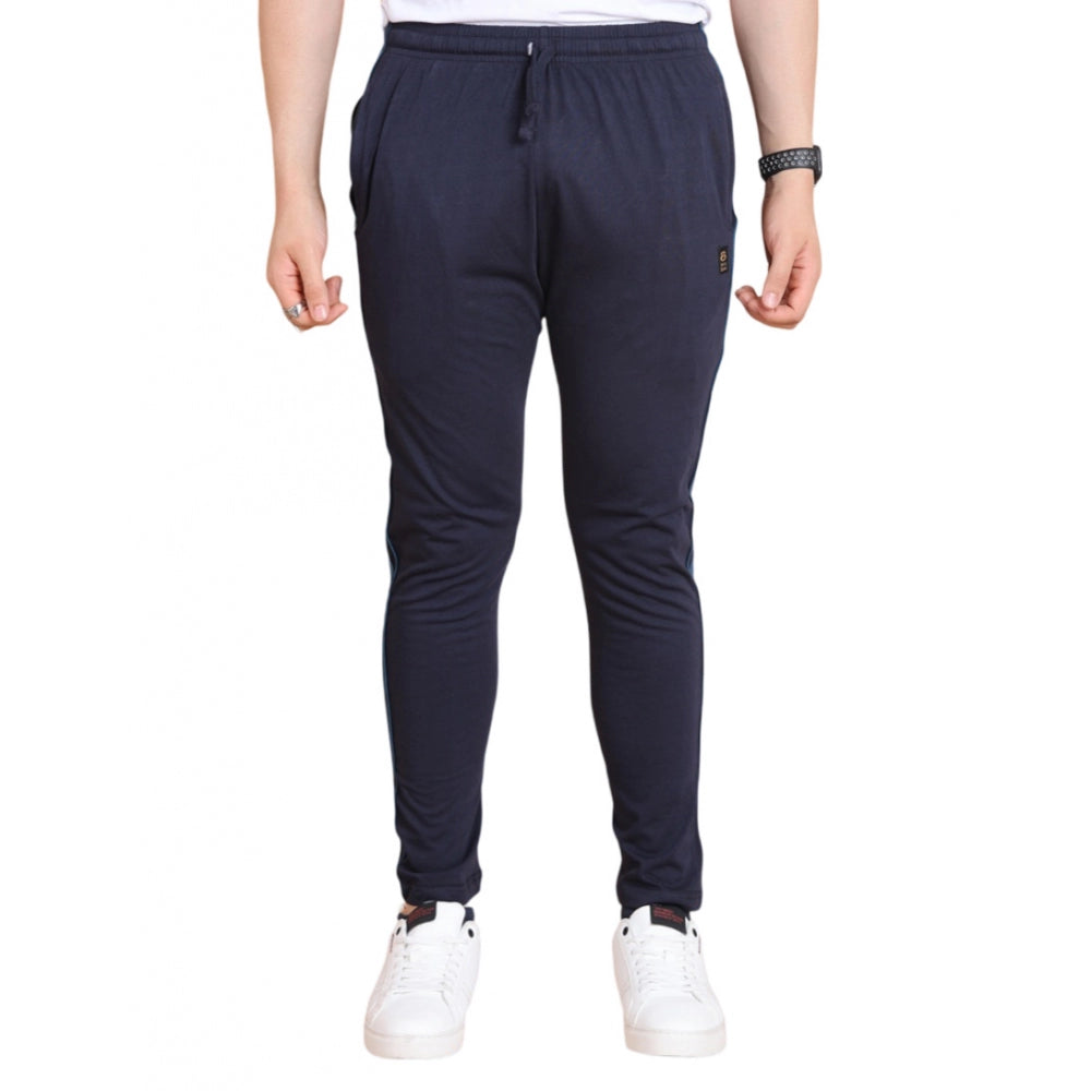 Amfyn Men's Casual Cotton Striped Full Length Track Pant (Navy)