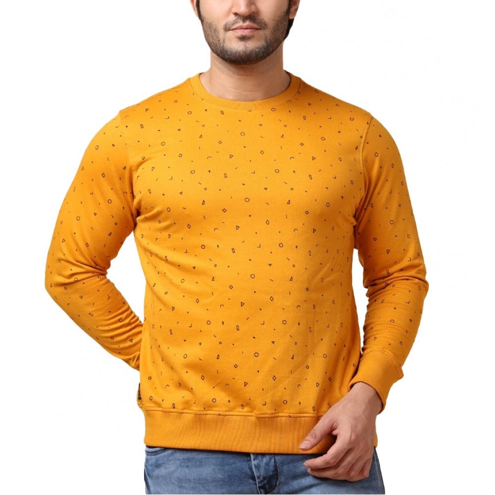 Amfyn Men's Casual Cotton Printed Round Neck Full Sleeve Sweat Shirt (Mustard)