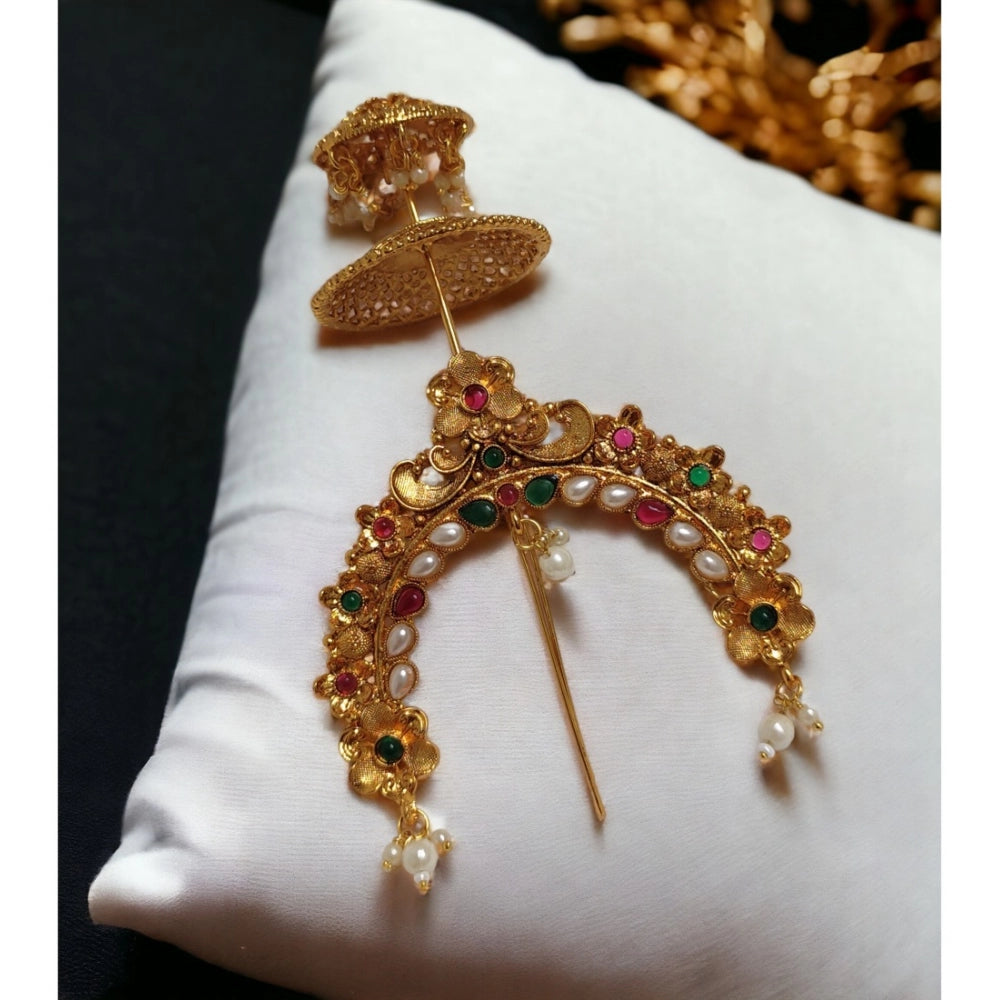 Amfyn Women's Gold Plated Hair Brooch Bun Hair Accessories (Multicolor)