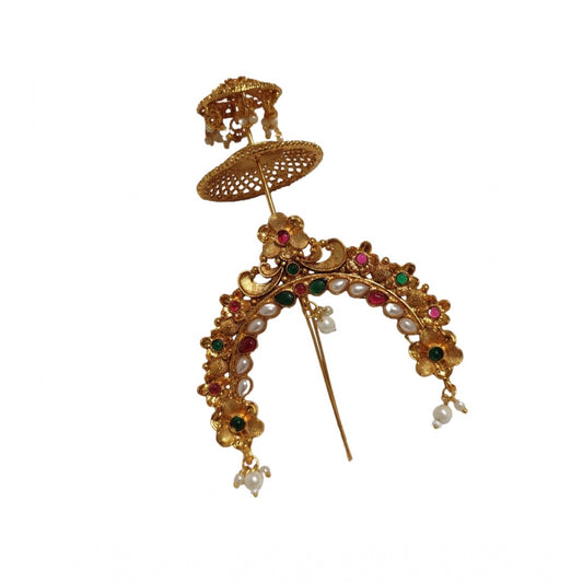 Amfyn Women's Gold Plated Hair Brooch Bun Hair Accessories (Multicolor)