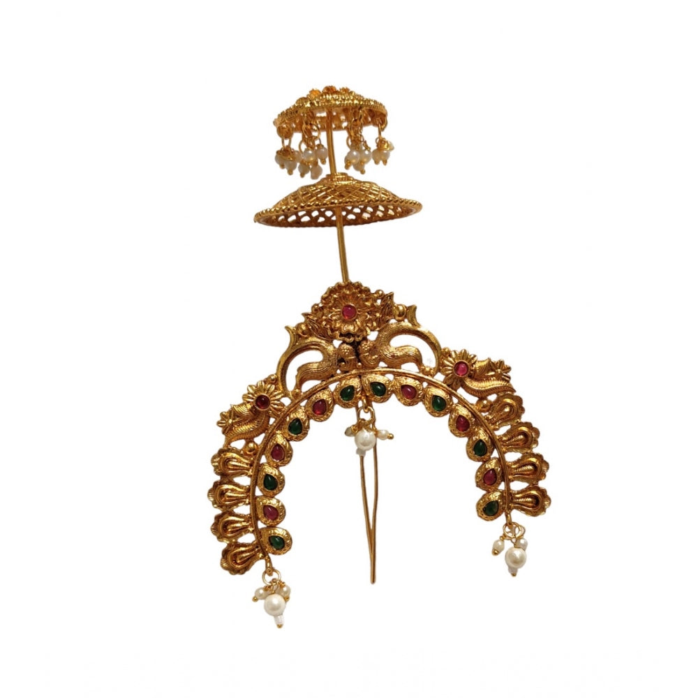Amfyn Women's Gold Plated Hair Brooch Bun Hair Accessories (Multicolor)