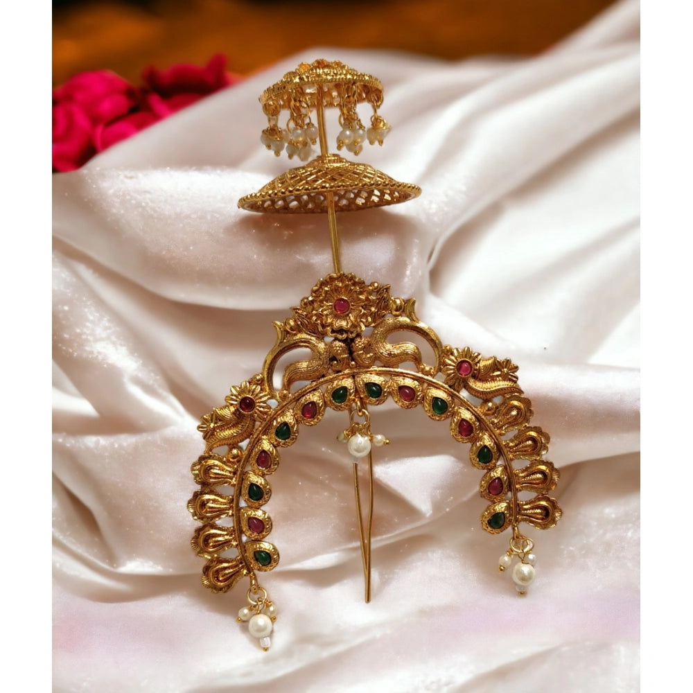 Amfyn Women's Gold Plated Hair Brooch Bun Hair Accessories (Multicolor)