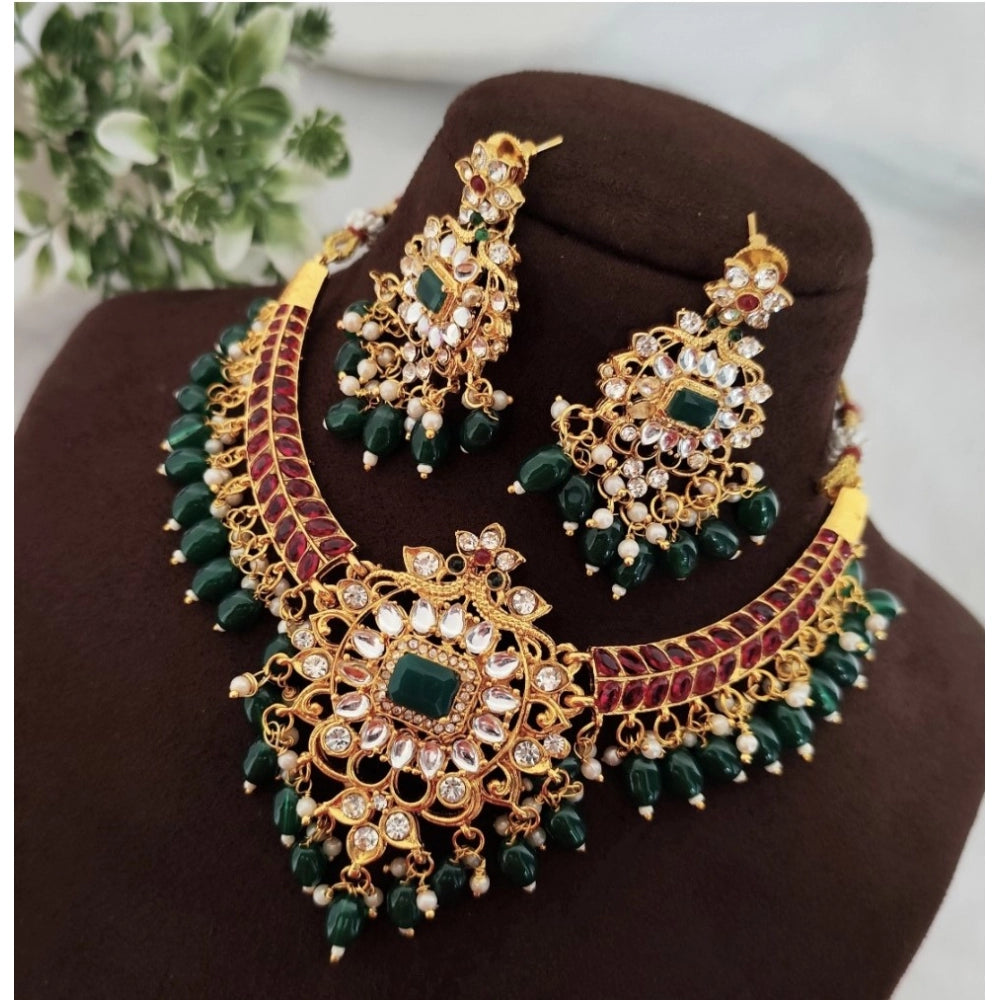 Amfyn Women's Gold Plated Necklace And Earring Set (Multicolor)