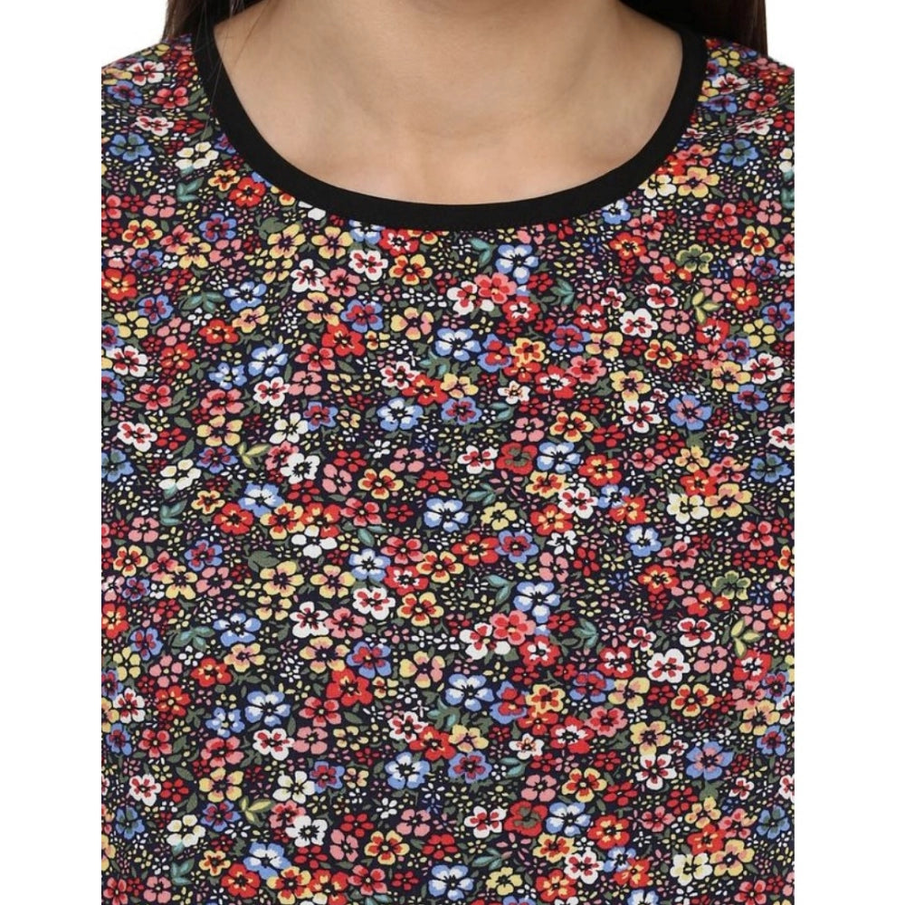 Amfyn Women's Polyester Printed Sleeveless Knee-Length Dress (Multicolor)