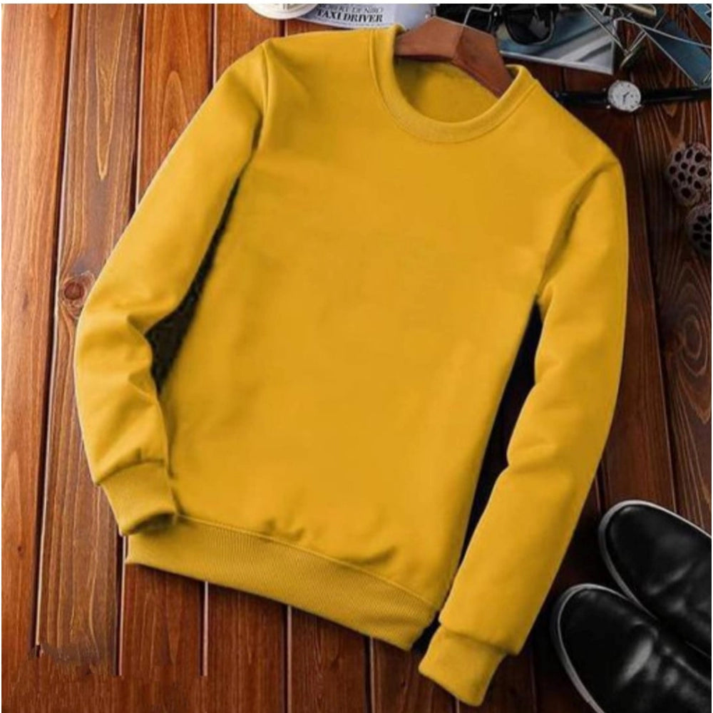 Amfyn Men's Casual Fleece Solid Round Neck Long Sleeves Sweatshirt (Orange)