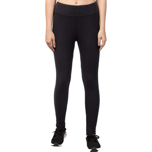 Amfyn Women's Polyester Solid Ankle Length High-Rise Tights (Black)