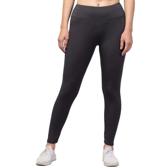 Amfyn Women's Polyester Solid Ankle Length High-Rise Tights (Grey)