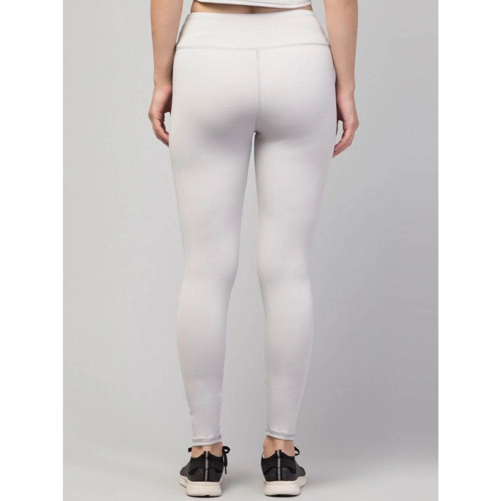 Amfyn Women's Polyester Solid Ankle Length High-Rise Tights (Light Grey)