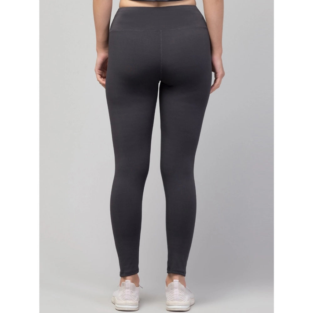 Amfyn Women's Polyester Solid Ankle Length High-Rise Tights (Grey)