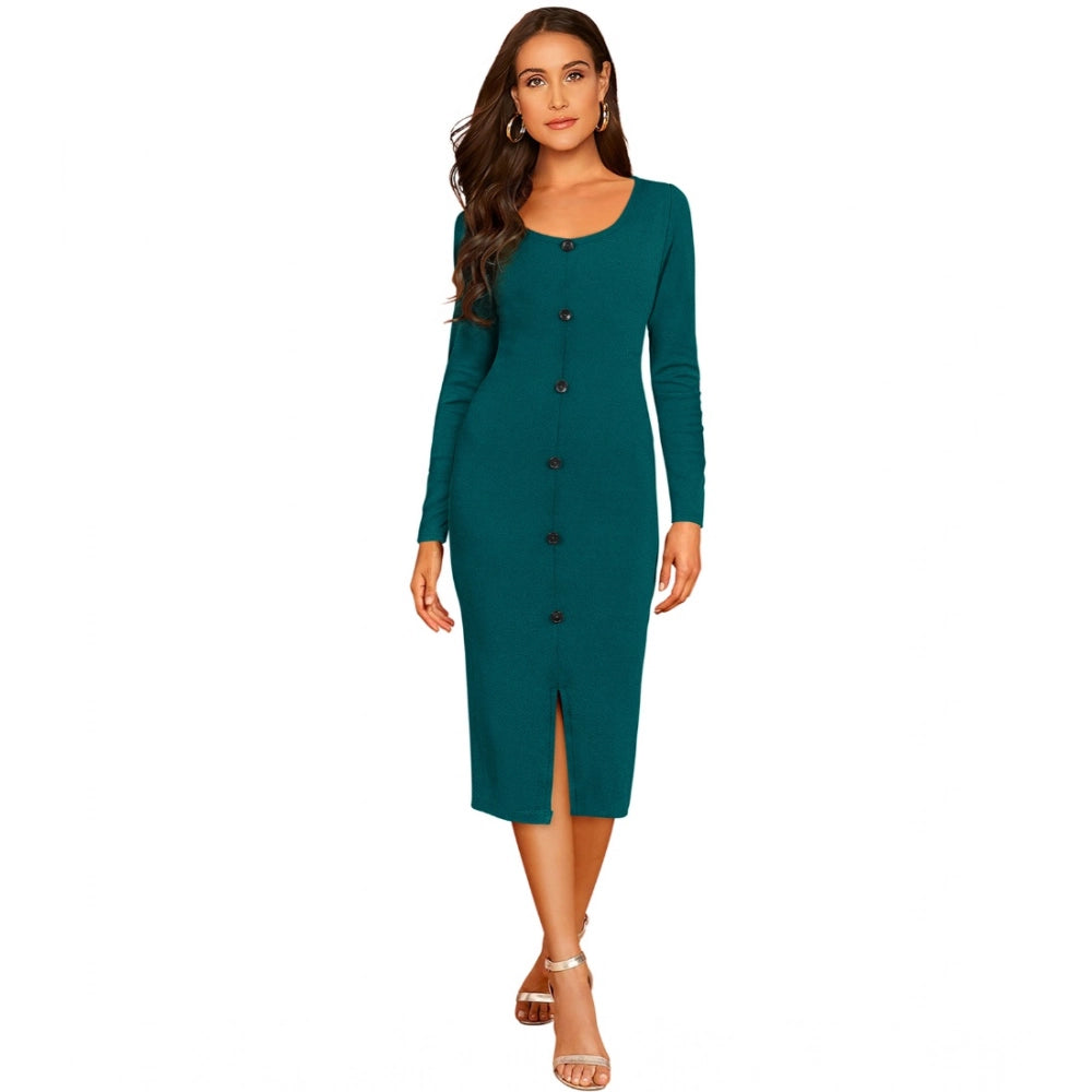 Amfyn Women's Knitting stretchable Round Neck Full Sleeve Dress (Morpich )