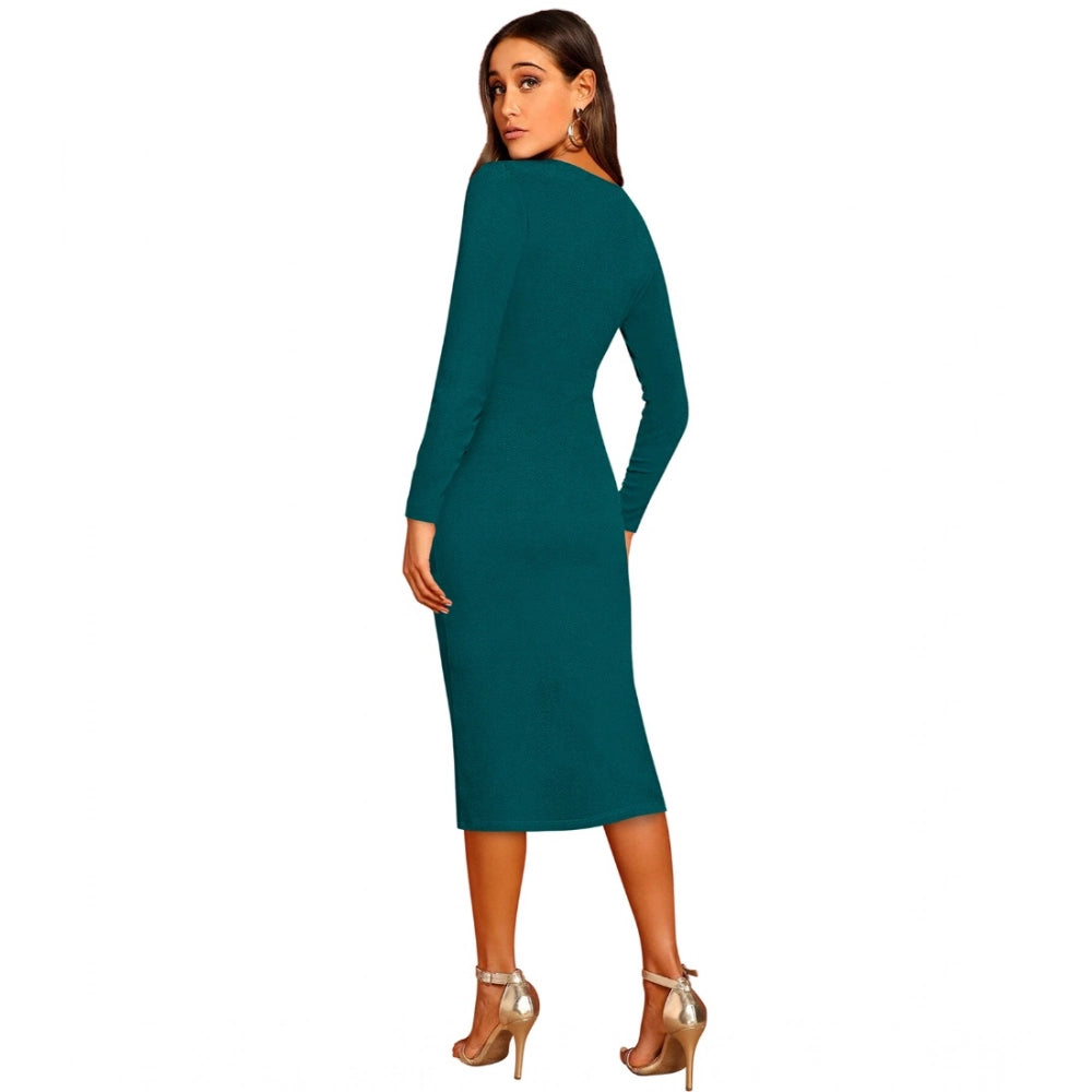 Amfyn Women's Knitting stretchable Round Neck Full Sleeve Dress (Morpich )