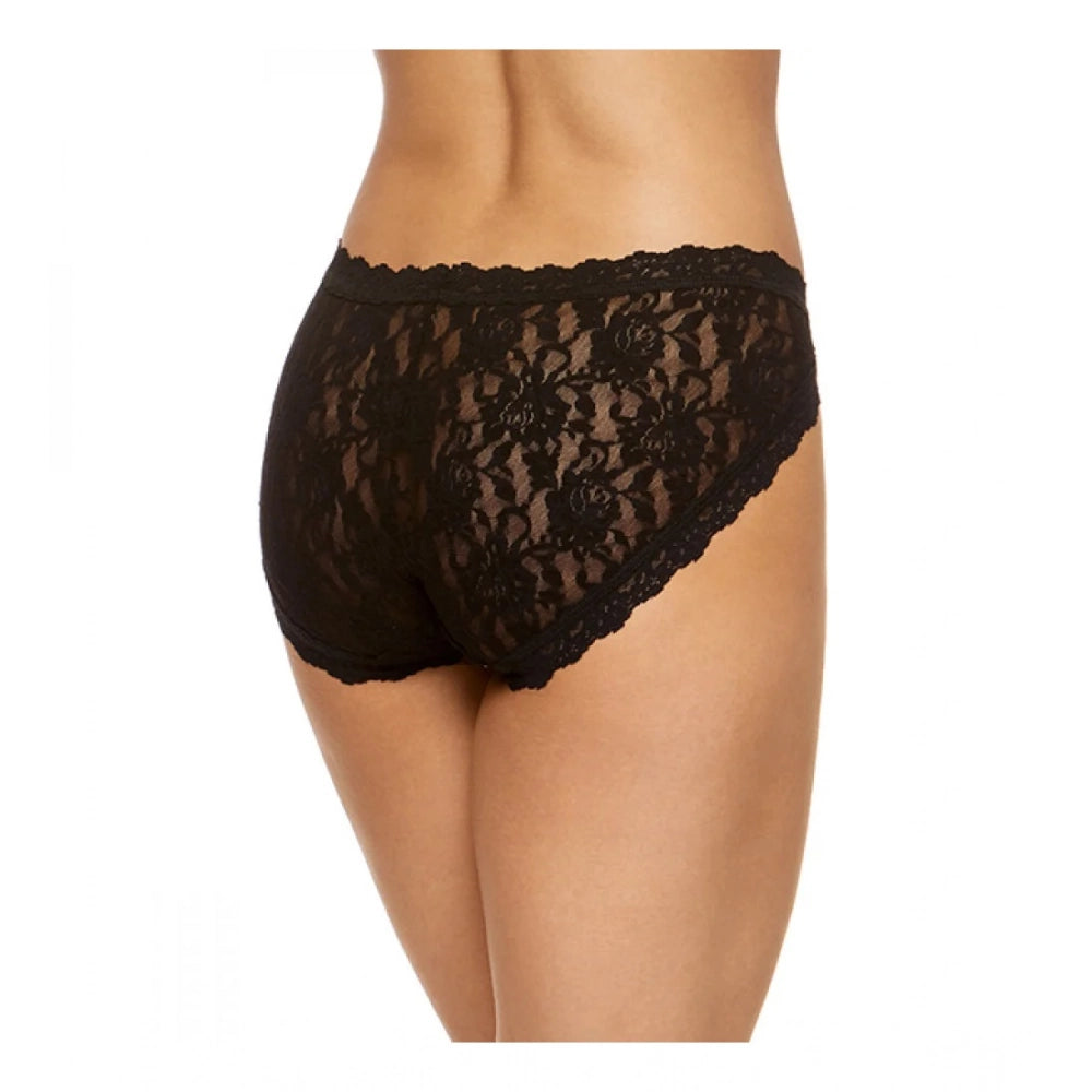 Amfyn Women's Pack Of_2  Nylon Spandex Self Design Thong Panty (Black, Free Size: Fit to S, M, L)
