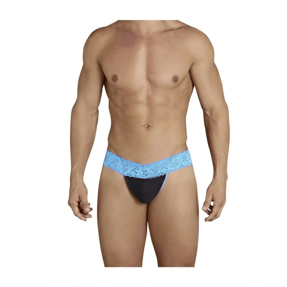 Amfyn Men's Pack Of_2  Power Net Lycra Lace Self Design String Underwear (Light Blue, Free Size: Fit to S, M, L)