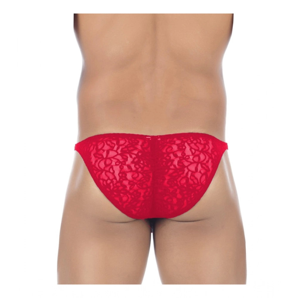 Amfyn Men's Pack Of_2  Nylon Spandex Self Design Bikini Underwear (Red, Free Size: Fit to S, M, L)