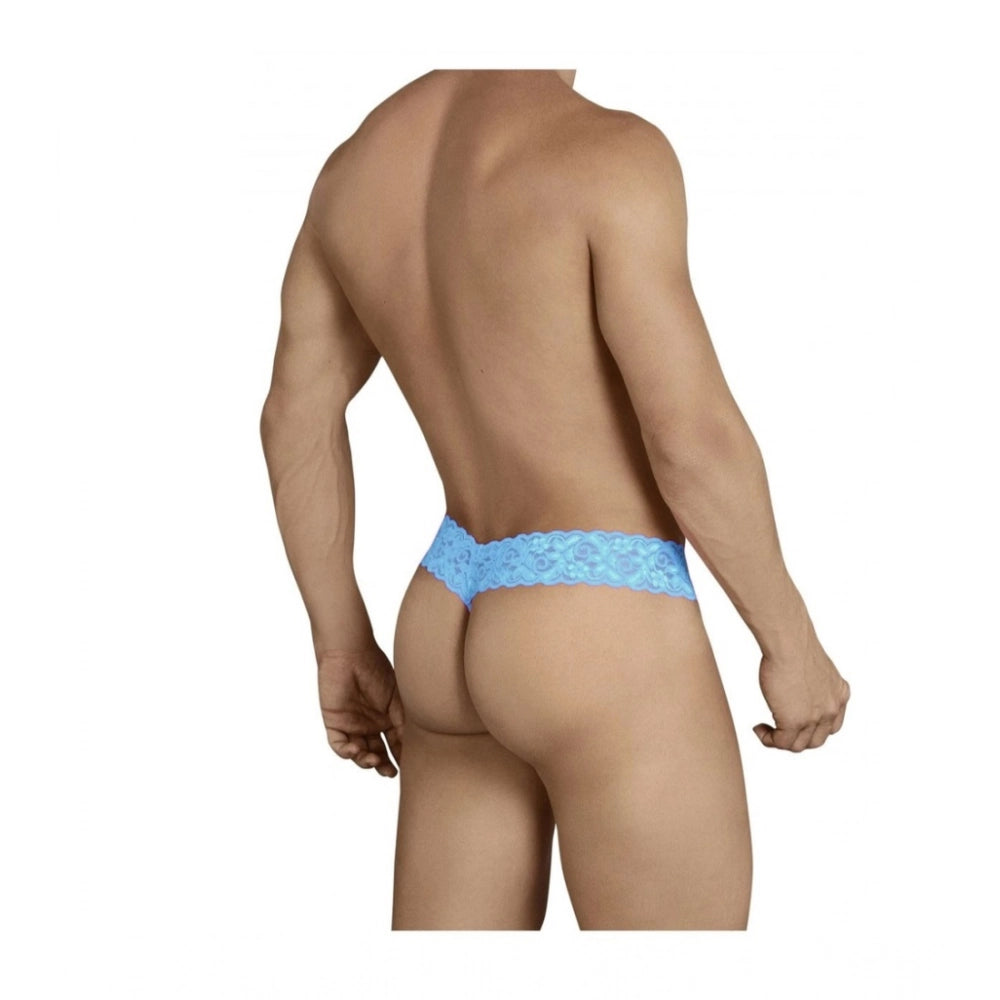 Amfyn Men's Pack Of_2  Power Net Lycra Lace Self Design String Underwear (Light Blue, Free Size: Fit to S, M, L)
