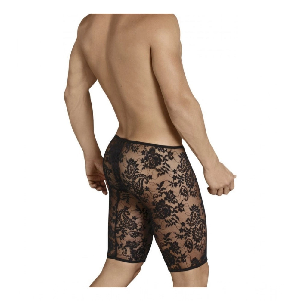 Amfyn Men's Nylon Spandex Self Design Boxer Underwear (Black, Free Size: Fit to S, M, L)