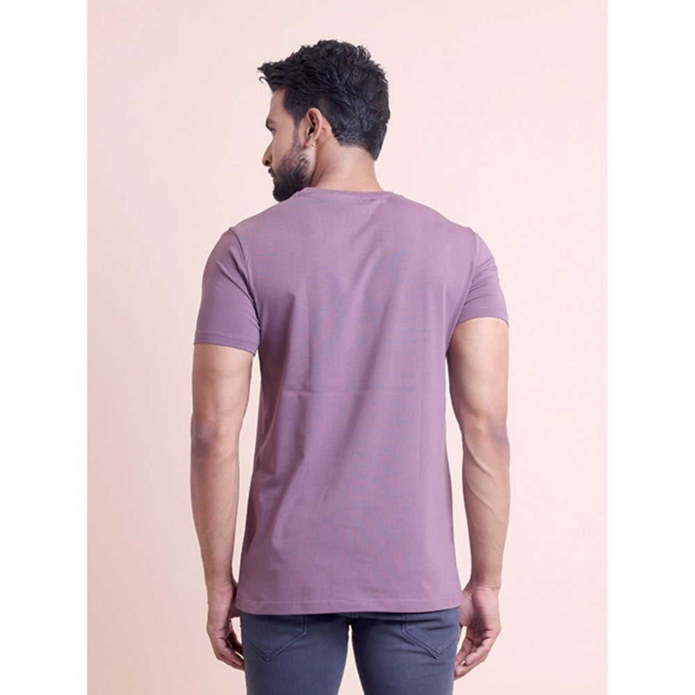 Amfyn Men's Casual Cotton Solid Half Sleeve Round Neck T-Shirt (Berry)